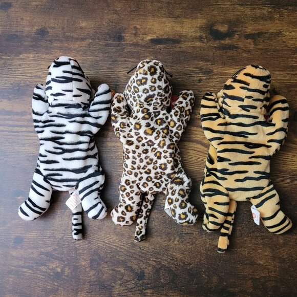 Ty Beanie Babies Blizzard Stripes Freckles Wild Cats PVC Pellets Vintage NWT - Picture 4 of 11